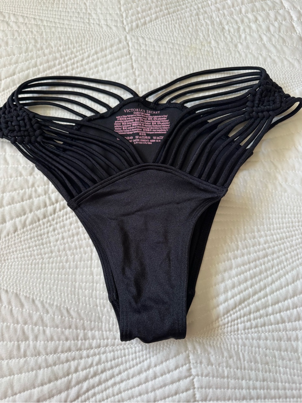 Victoria's Secret Black Strappy Macramé Bikini Bottom